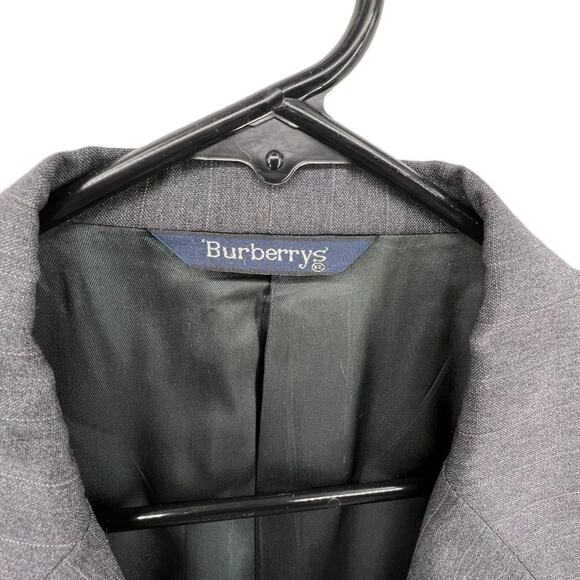 Burberrys Size 44L Gray Suit Jacket Sports Coat Vertical Stripes Two Button - Picture 2 of 7